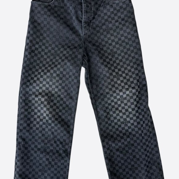 Louis Vuitton Black Damier Baggy Jeans - Picture 1 of 8